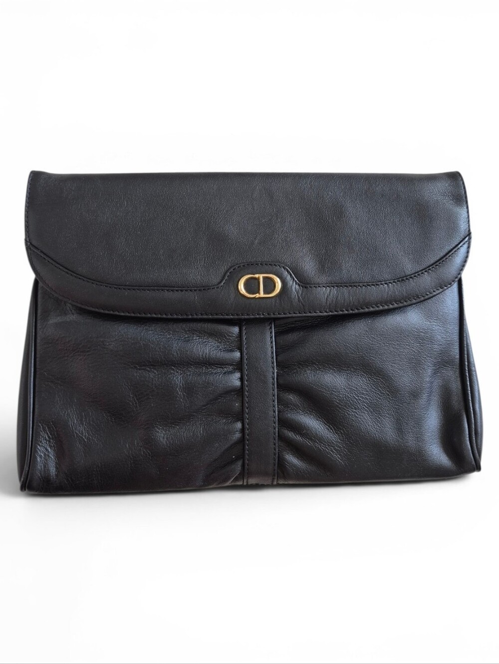 Christian Dior Black Leather Clutch Bag